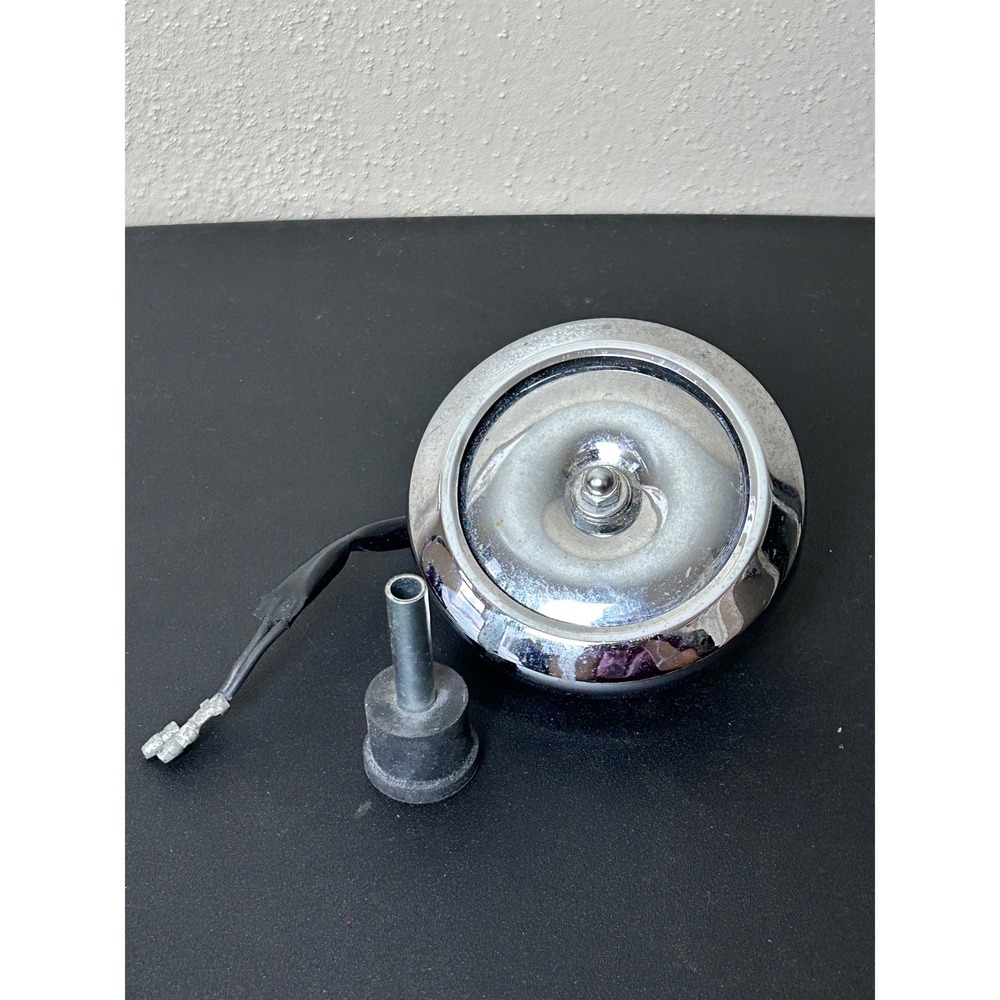 Vintage Chrome Motorcycle Horn Assembly with Wiring and Bracket Pancake 3"‎